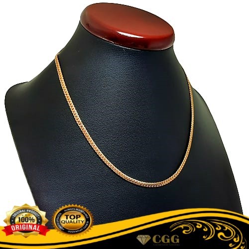 Kalung Wanita Emas Rose Gold Titanium Asli Model Rantai Pipih Lepes