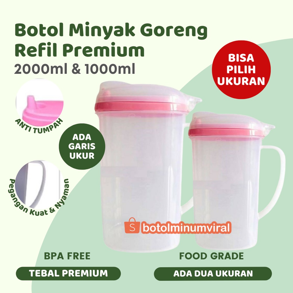 Tempat Wadah Minyak Goreng Plastik 2 Liter / 1 Liter Cooking Oil Pot
