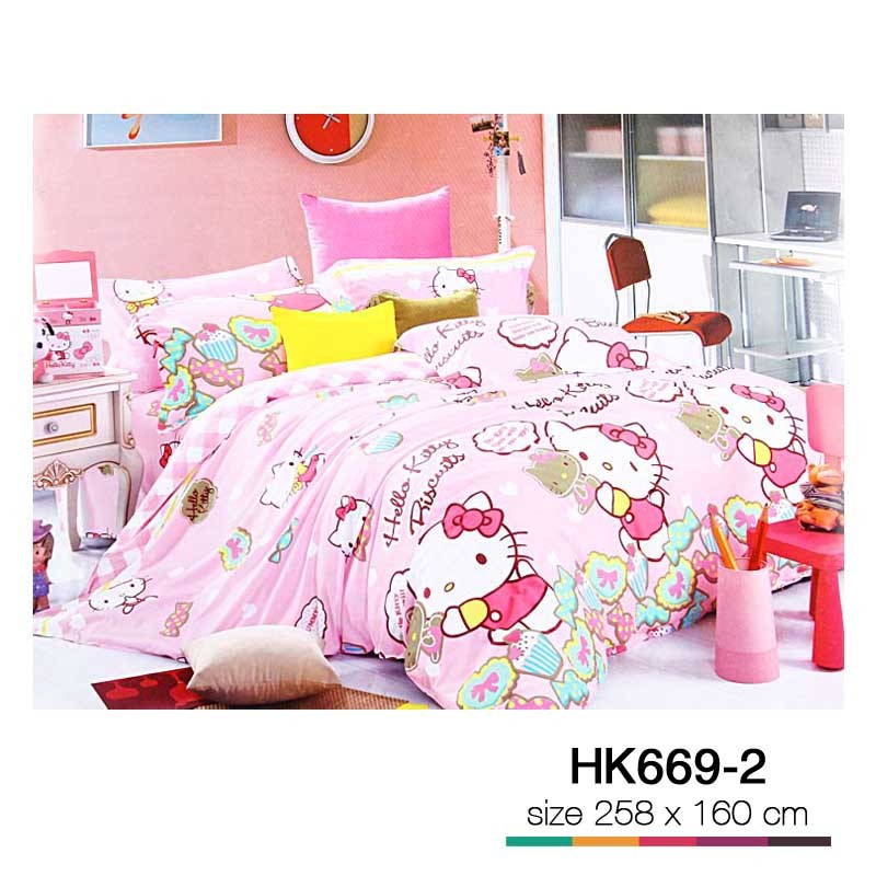 Set sprei, bungkus kasur, sarung bantal Hello Kitty B HK669-2