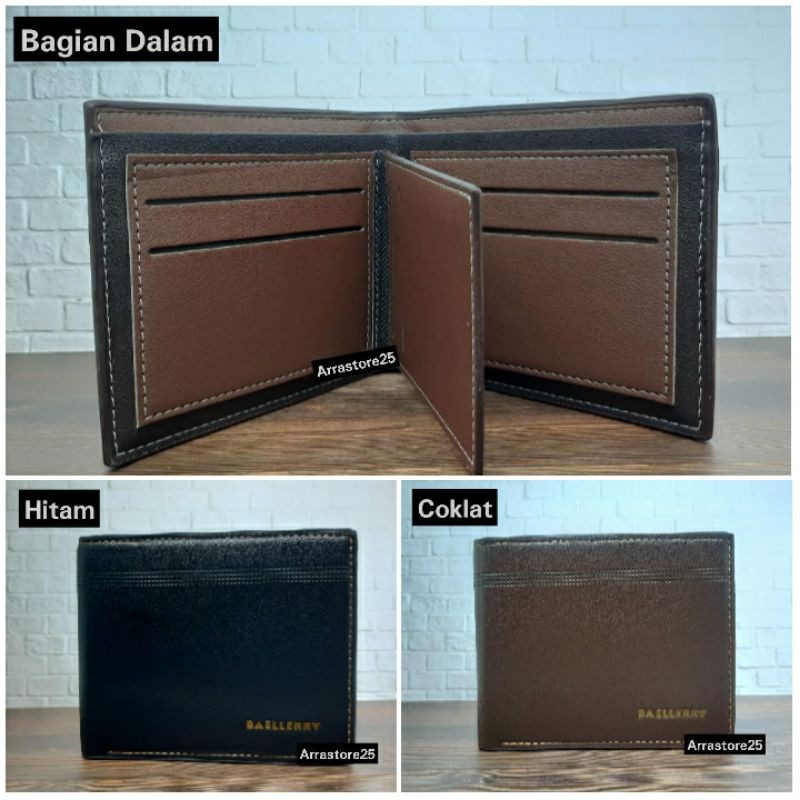 Dompet Lipat Pria Baellerry Import Original Model Pendek Garis Cowok Pria (Bisa Bayar Di Tempat)