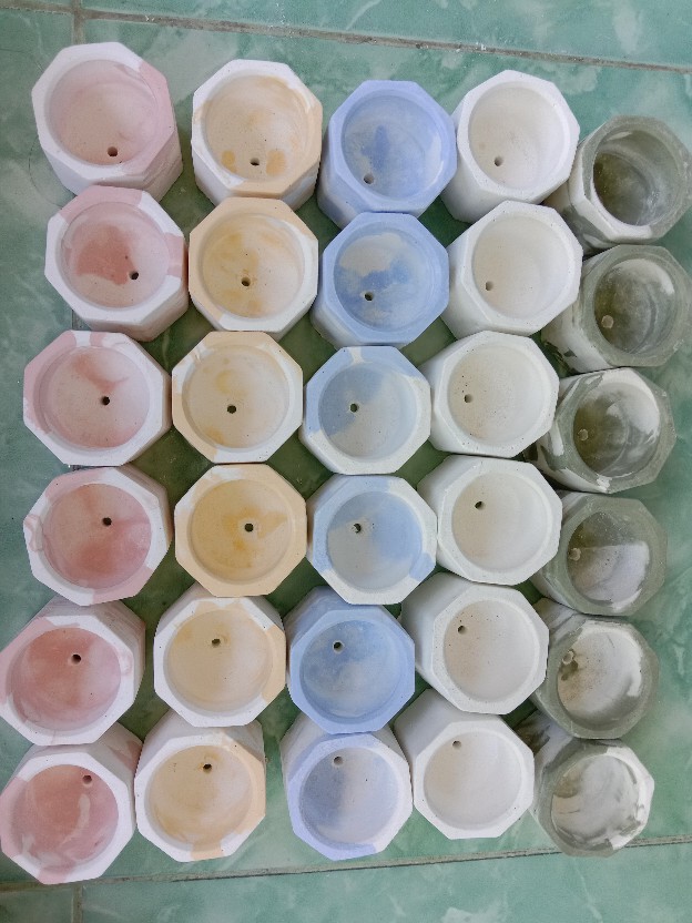 Pot Mini Marble Kuning Putih