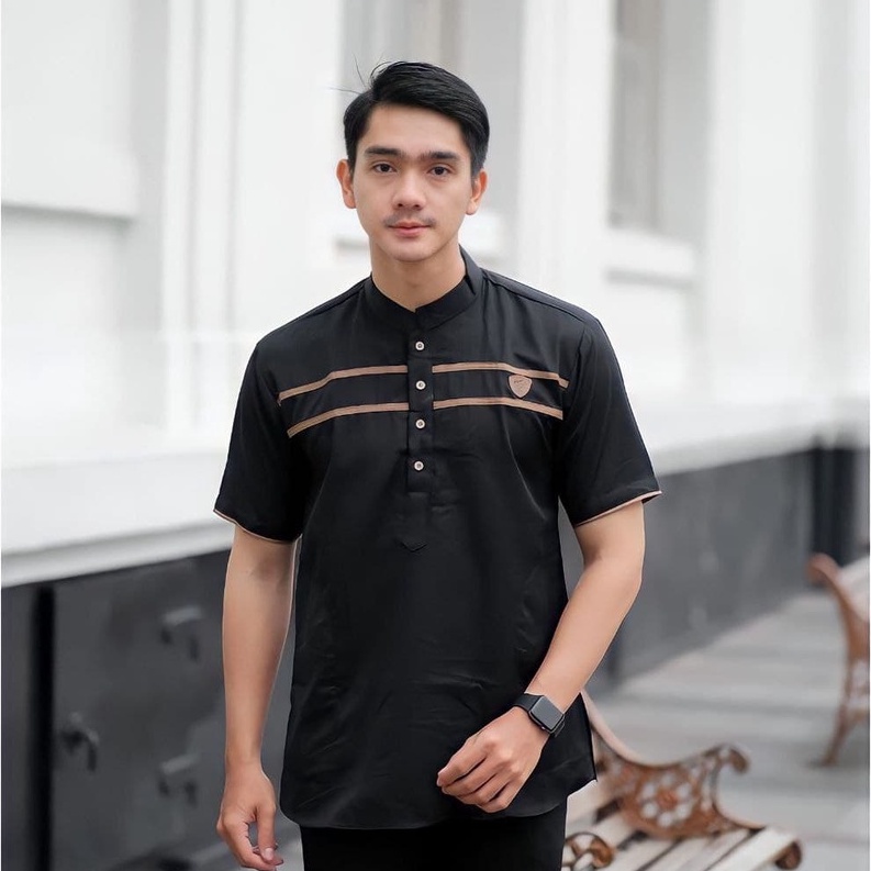 Baju Koko Kurta Lengan Pendek Fashion Muslim Pria Dewasa Terbaru