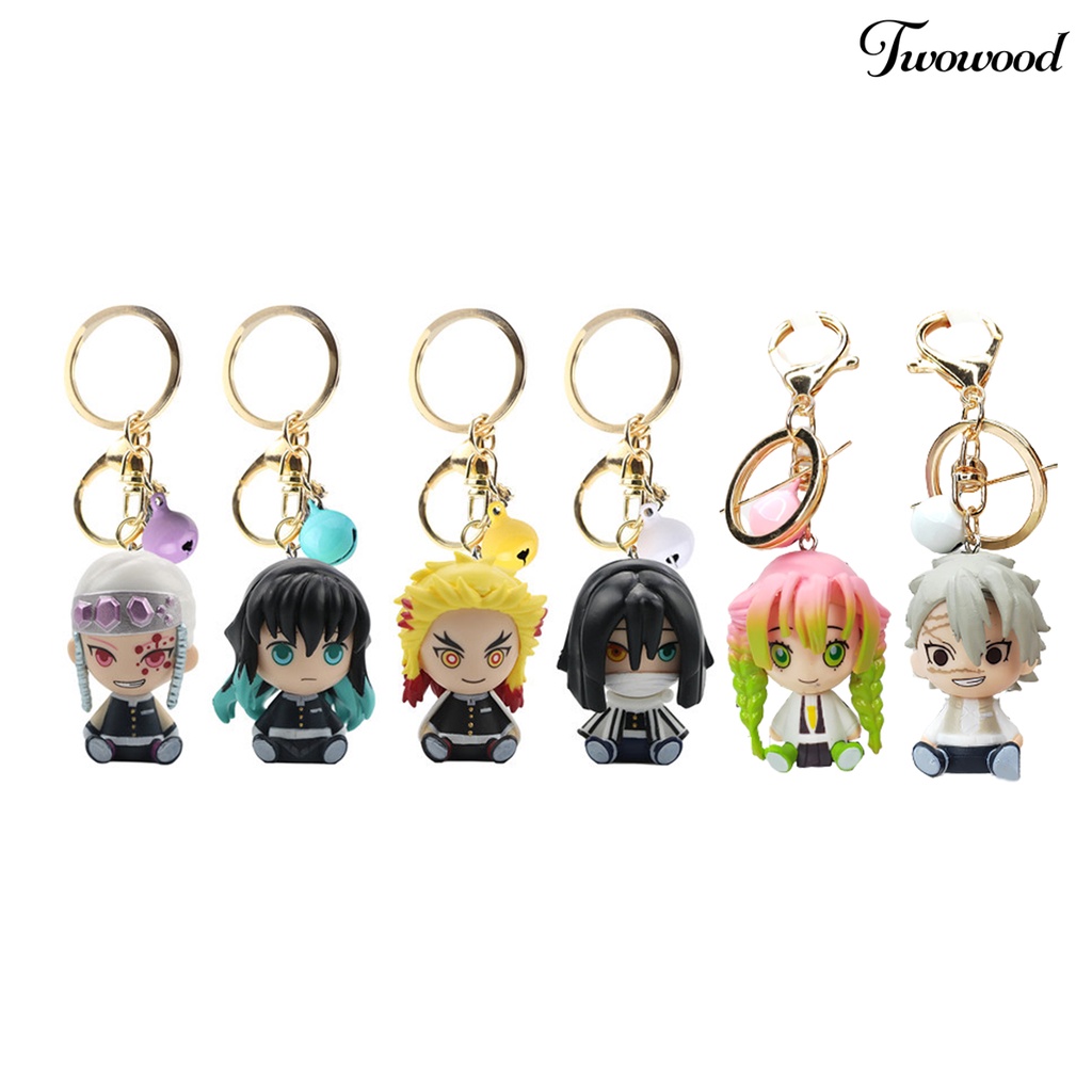 6 Pcs Gantungan Kunci Desain Anime Demon Slayer Untuk Dekorasi Tas