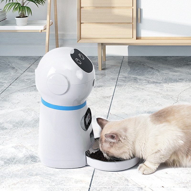 ZKYJ Dispenser Robotic Makanan Anjing kucing Anti Macet sensor infrared Tempat Makan Hewan Anjing atau kucing Pet Food Dispenser 3,5 Liter Automatic Pet Feeder Robot Dog Cat Feeder 3L Pet Food Dispenser Feeder Medium And Large Cat Dog 4 Meal