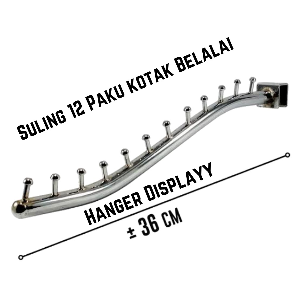 Hanger Suling Pipa Kotak 12 Titik Paku Belalai Gantungan Baju Display Toko