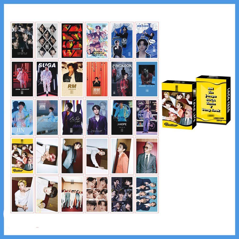 R-flower 30pcs/set BTS Lomo Card Paper Kartu Foto J-HOPE Postcards JIN RM SUGA JK V JIMIN BUTTER