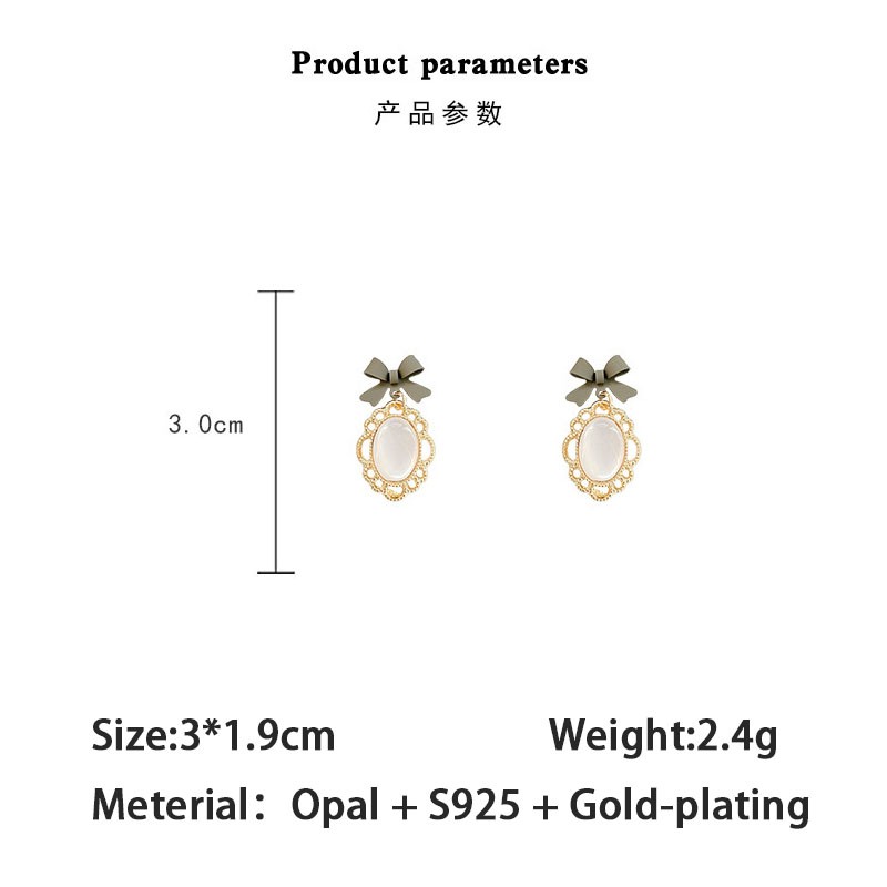 Anting Desain Opal Bow Bahan S925 Untuk Wanita