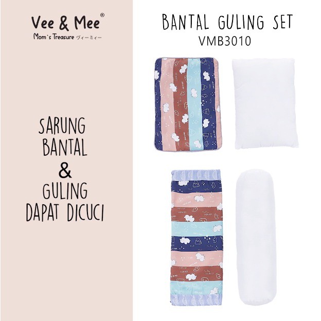 Vee &amp; Mee Bantal Guling Set | Bantal dan Guling Anti Bakteri