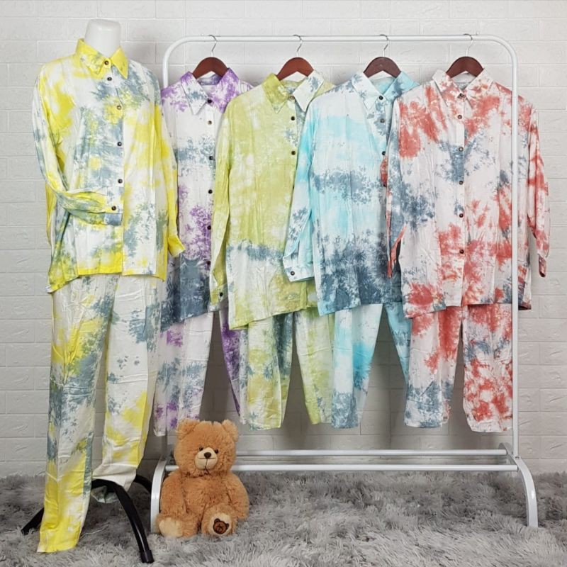 Setelan Daster Celana Panjang Tie Dye
