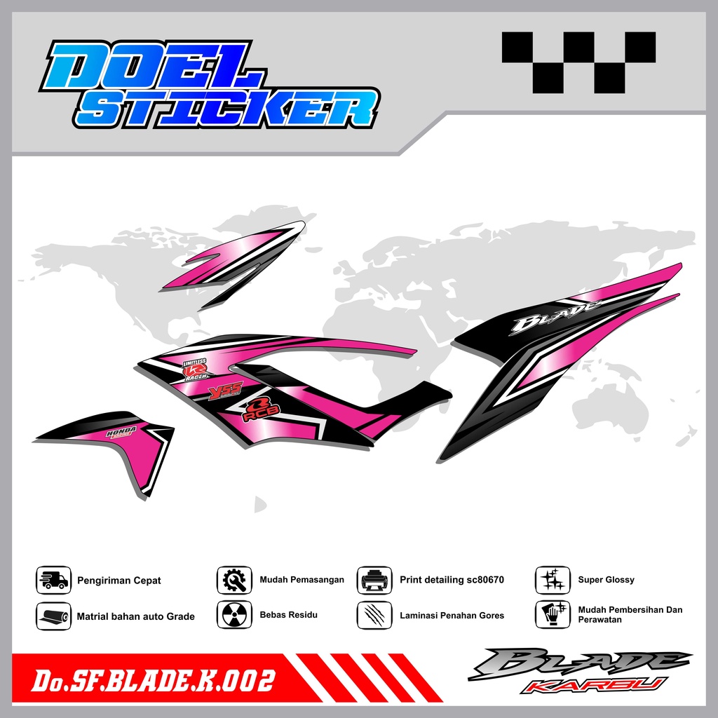 STICKER STRIPING BLADE 110 KARBU - STICKER STRIPING LIST VARIASI HOLOGRAM , CROME BLADE 110 KARBU DOEL 002