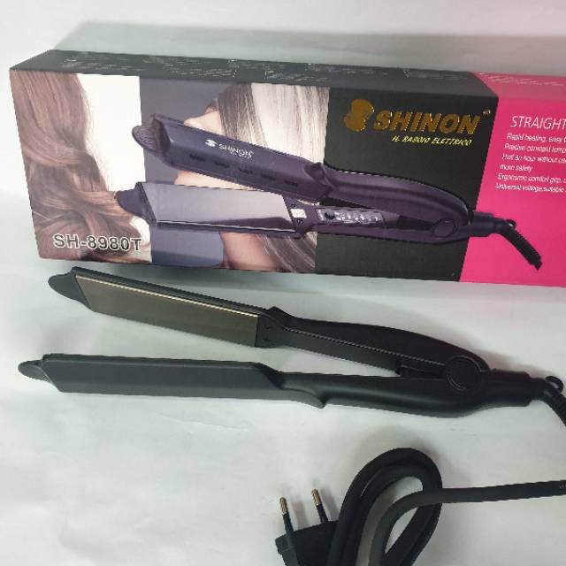 Catok Rambut shinon suhu Terlaris 8980T plat lebar alat catokan Murah rebonding lurus catok 2in1
