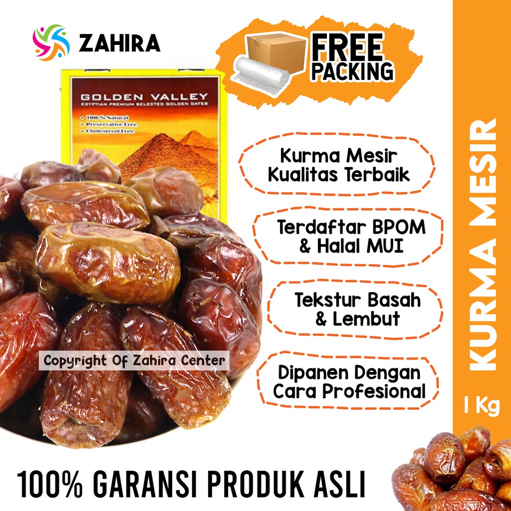 Kurma Basah Mesir Madu 1KG BPOM Golden Valley Gizza Rehab Barari Untuk Puasa & Nabeez Enak Bergizi
