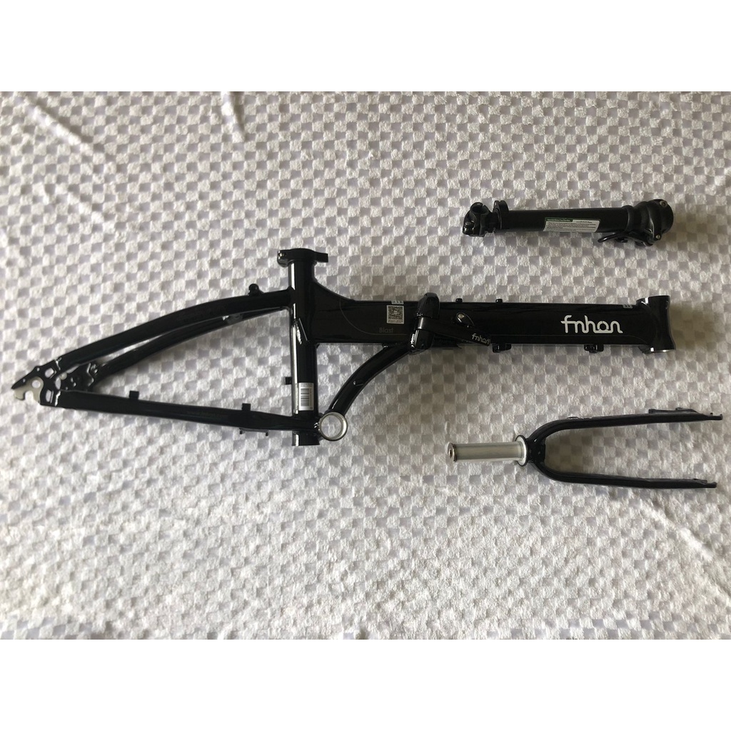 Frame set &amp; handle post HP FNHON BLAST Hitam gloss Discbrake Db sepeda lipat Black glossy not storm