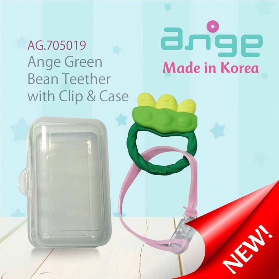 ANGE KOREA GREEN BEAN TEETHER WITH CLIP &amp; CASE AG.705019 / GIGITAN BAYI