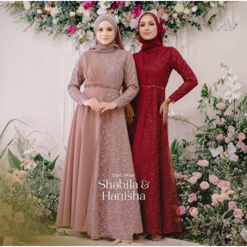 SHAHILA DRESS brokat remaja / baju pesta / gamis kondangan / wisuda / bridesmaids tersedia ukuran kecil hingga jumbo