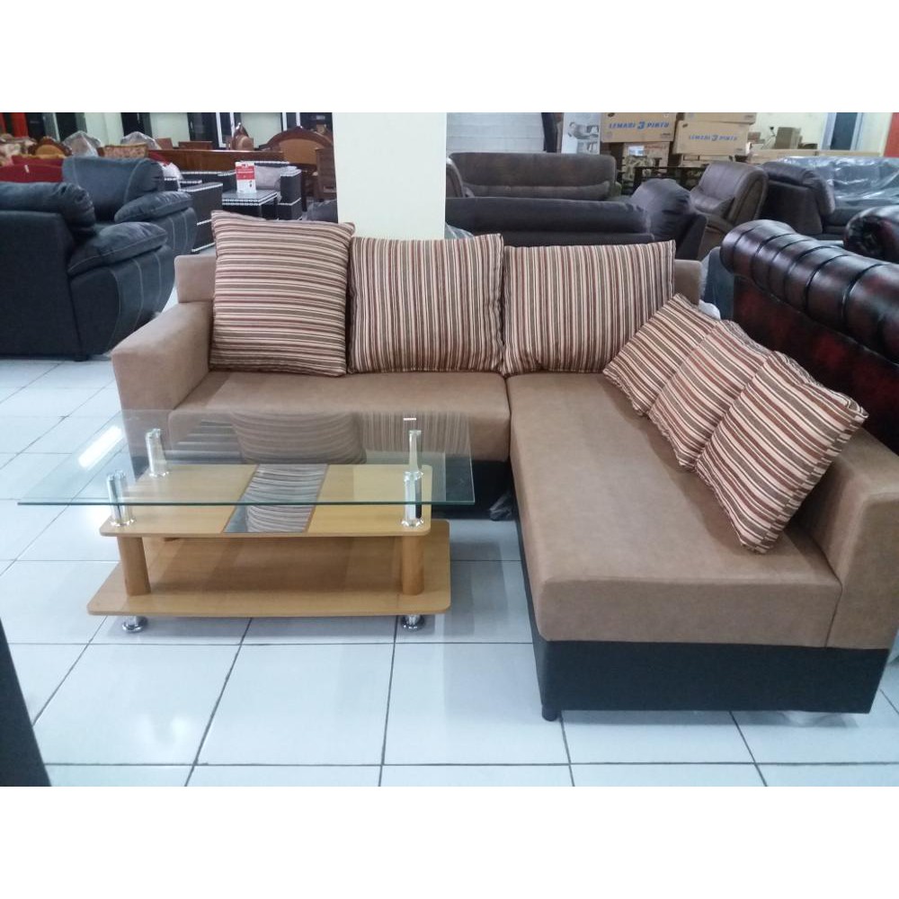 Sofa L Accord Meja MT 05 Beech Shopee  Indonesia