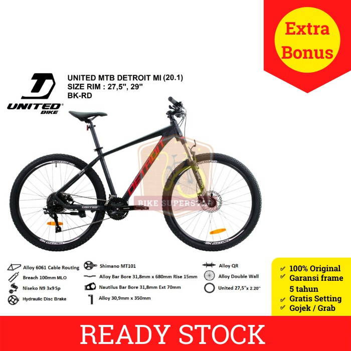 Sepeda Gunung MTB 27.5 Inch United Detroit MI Alloy 27 Speed Cakram Hidrolik