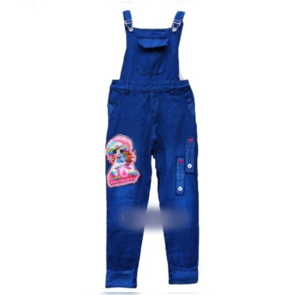 Celana Overall Jeans LED Panjang Anak Usia 5-13 Thn / Celana Kodok Jeans Anak Premium