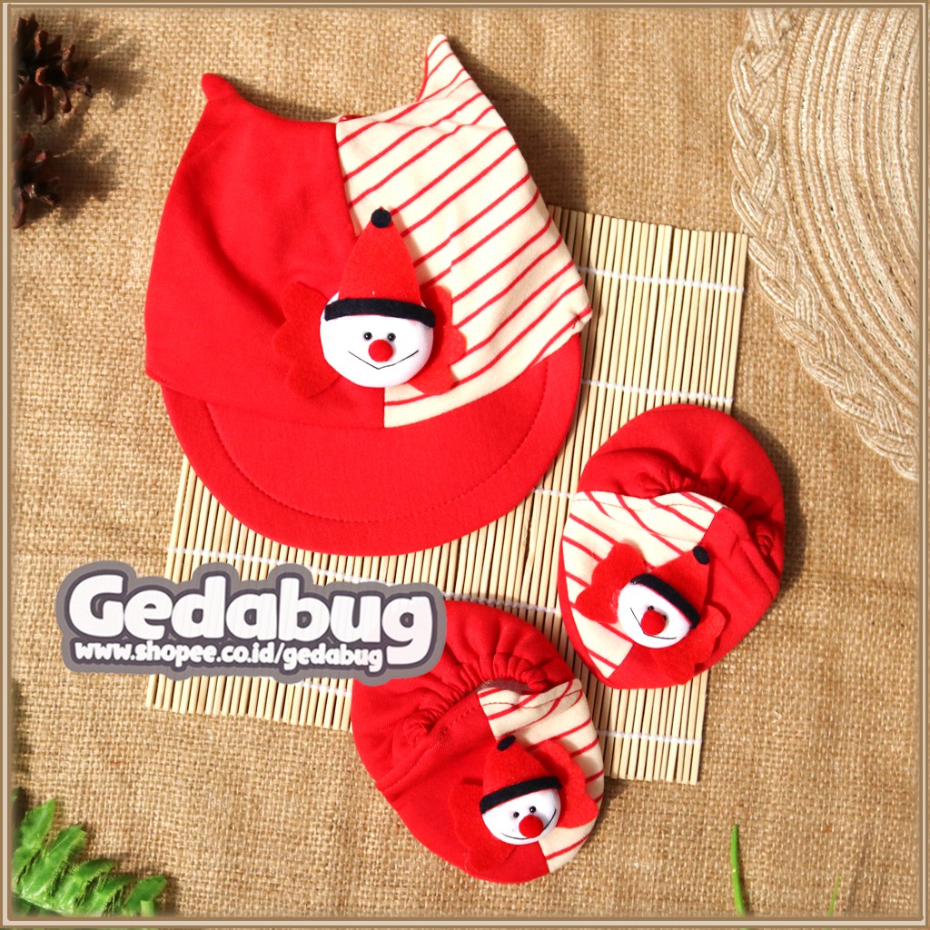 Topi Bayi Set Care / Topi + Kaos Kaki Newborn Motif Lucu - gedabug