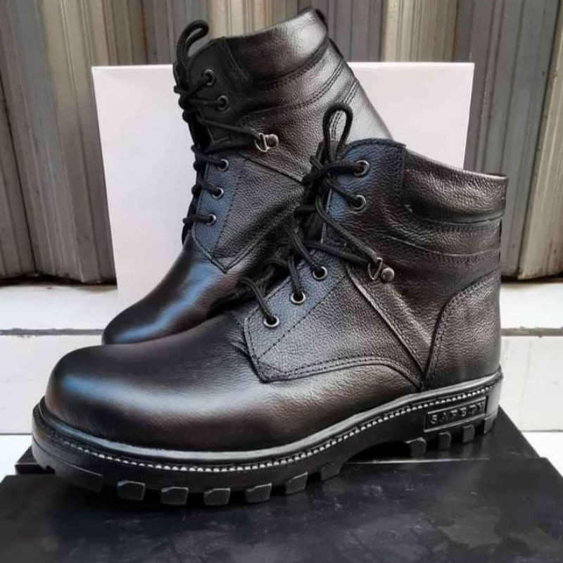 Sepatu septi ujung besi  full kulit sapi