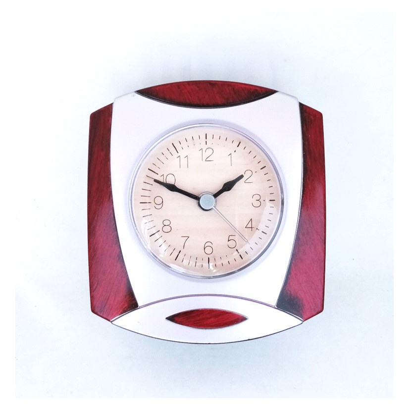 Jam Weker Jam Beker Murah Motif Kayu Warna Coklat Silver Alarm Clock 11cm Free Baterai