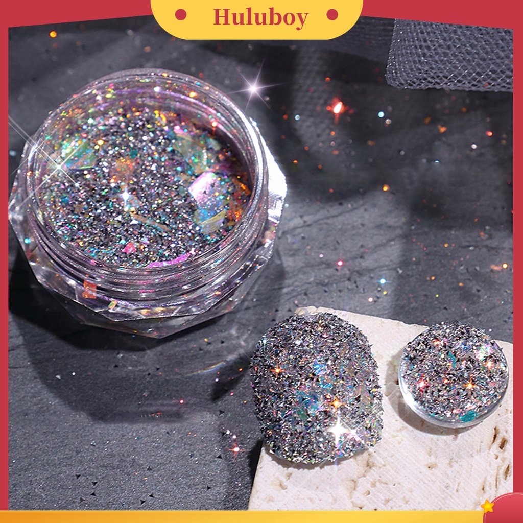 Huluboy Huluboy♡ Bubuk Glitter Reflektif Ekstrak Alami Saturation Tinggi Untuk Manicure