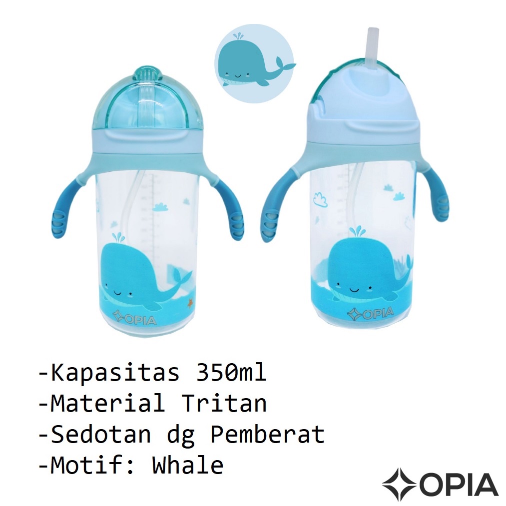 Opia Tritan Straw Bottle with Handle Botol Minum Sedotan Bayi