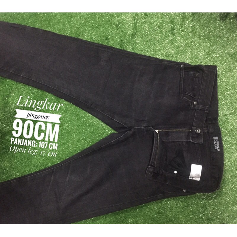 celana jeans pria uniqlo sevedge hitam original
