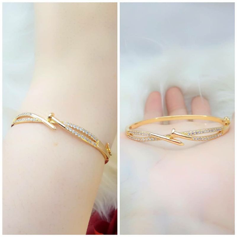 Gelang Tangan Bangle perhiasan wanita xuping murah anti karat premium titanium lapis emas