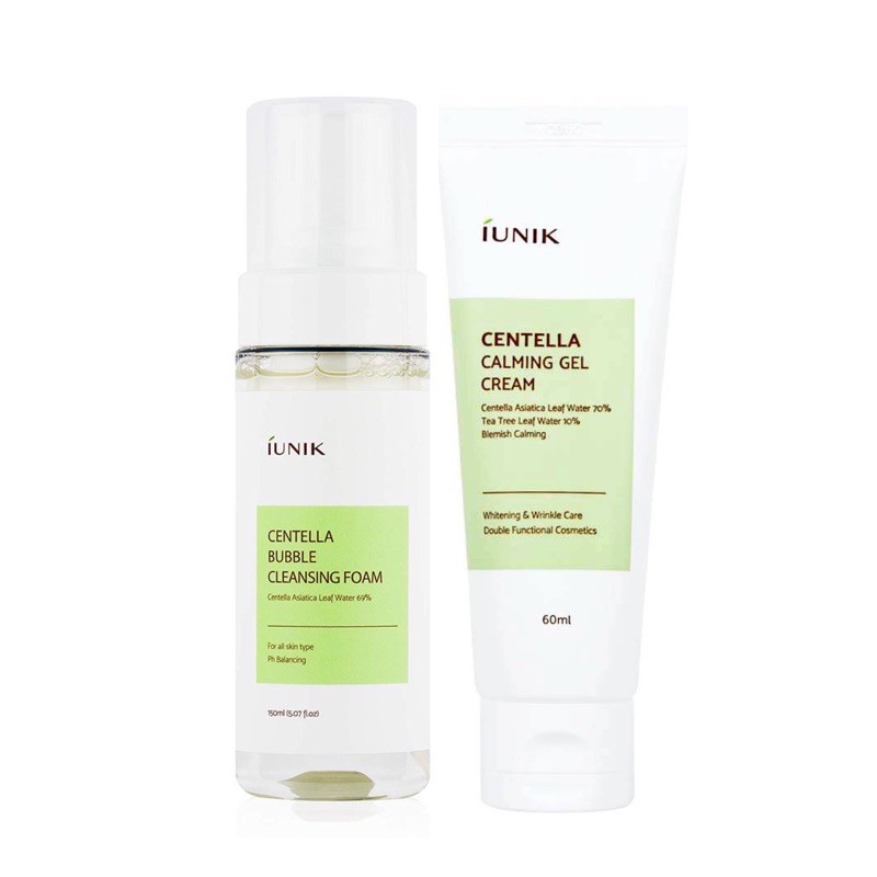 IUNIK CENTELLA CALMING GEL CREAM 60ml / IUNIK CENTELLA BUBBLE CLEANSING FOAM 150ml