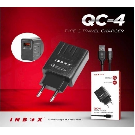 INBOX Charger QC-4 Fast Charging 3A QC 3.0 Free Kabel Data QC4 Charger HP QC 4