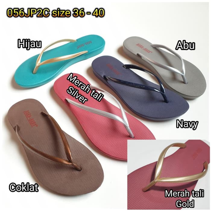 Sandal Jepit Wanita Bahan Karet Gaya Simple/Musim Panas/Pantai An LP368 Carvil Sandal Sherly-Tb Bla