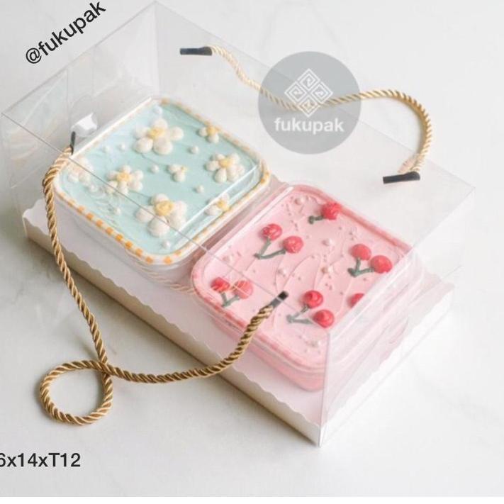 

➶ Box Mika Tali 20 pcs| Clear Transparent Box | Kotak Hamper Bolu Gulung Brownies Roll Cake Lapis Loaf ♫