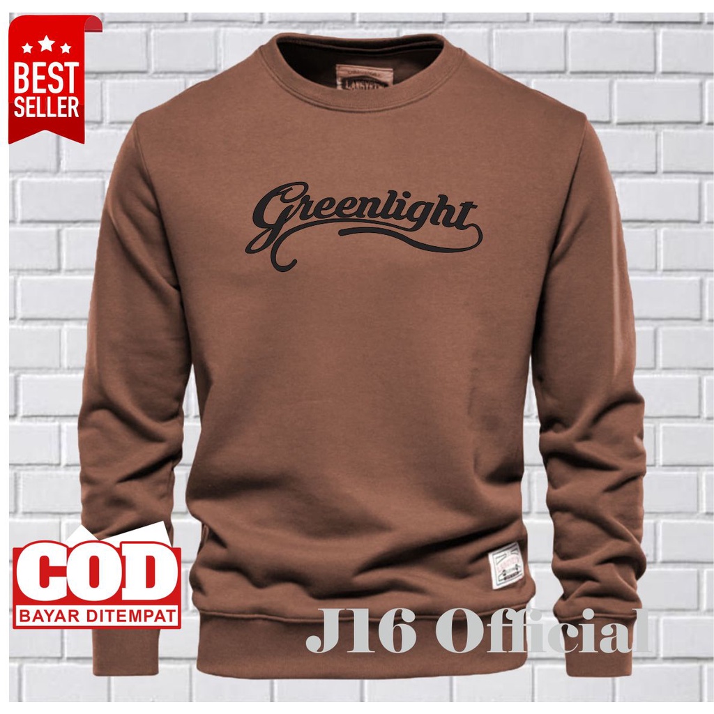 GREENLIGHT CREWNECK Sweater Oblong Pria Wanita Bahan Fleece Tebal