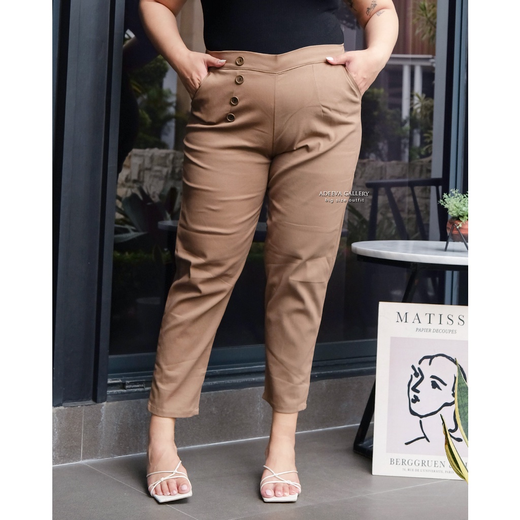 ADEEVA Comfi Pants Jumbo Celana Panjang Wanita Jumbo Katun Twill Stretch