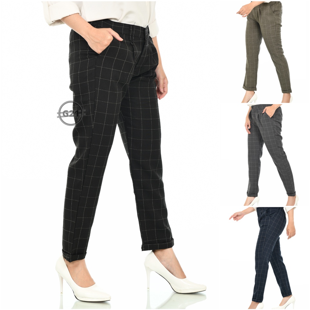 Celana Panjang Bahan Pinggang Karet Wanita Kerja Kantor Formal Casual Baggy Pants Celana Pinggang Karet Wanita Celana Casual Wanita Celana Kerja Wanita Celana Bahan Wanita Celana Kantor Wanita Celana Baggy Pants