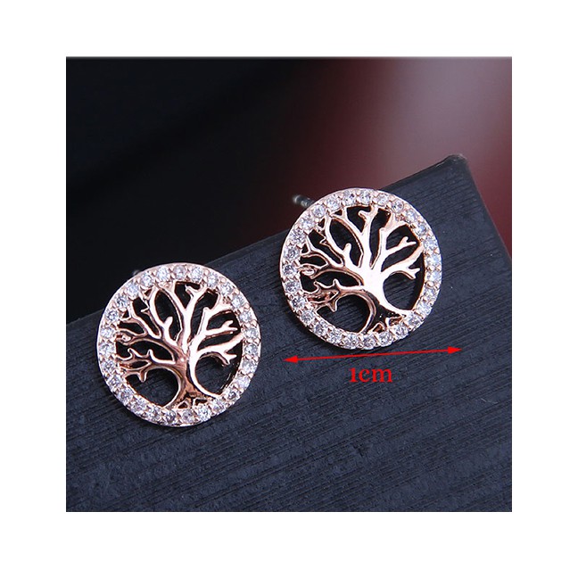 LRC Anting Tusuk Fashion Silver 925 Silver Needle Copper Micro-inlaid Zircon Christmas Tree Stud