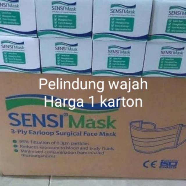 Masker Sensi Earloop 3 ply Harga 1 Karton