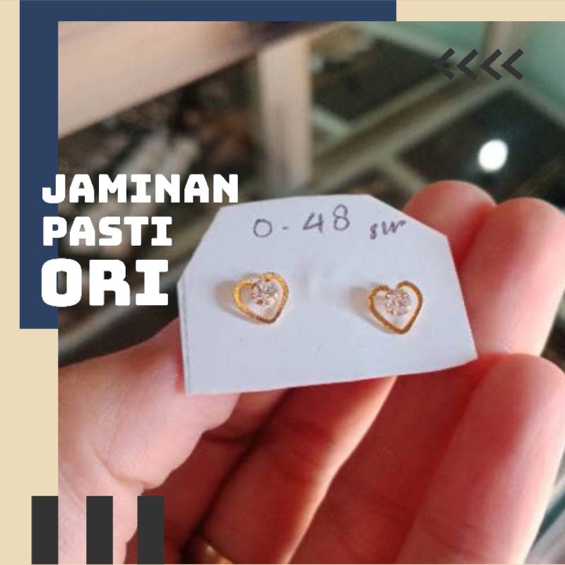 Giwang Emas Muda Asli Cap A Tindik /Anting /Anting Bayi /Anting Dewasa