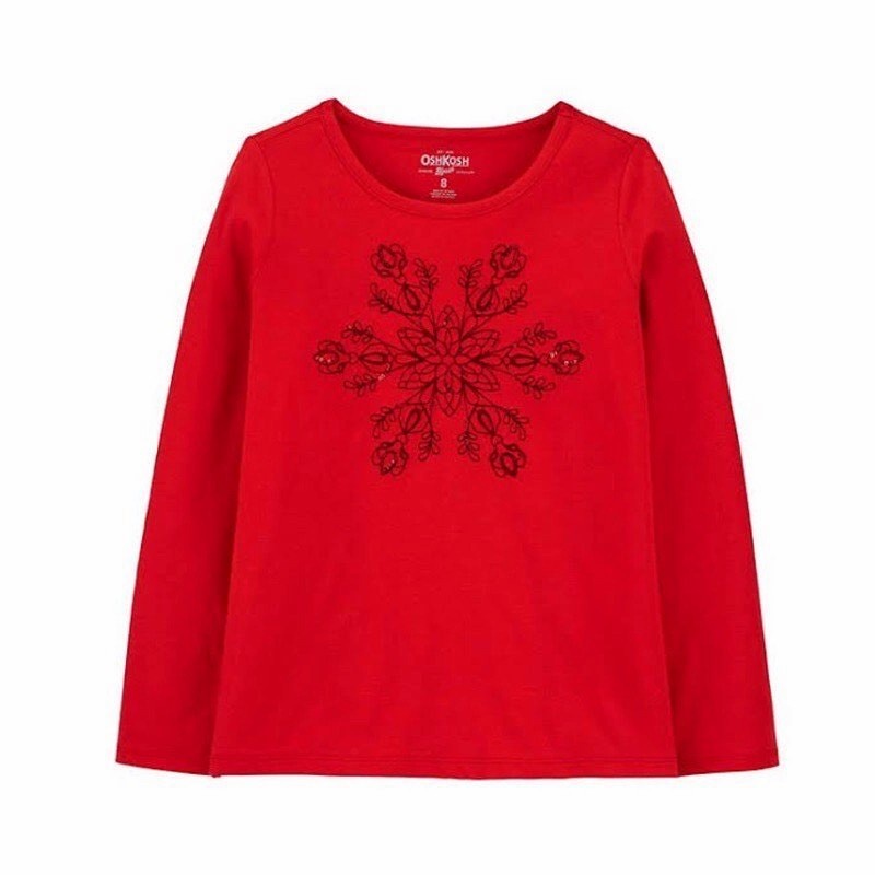 Kaos anak panjang Oshkosh BGosh red merah snowy