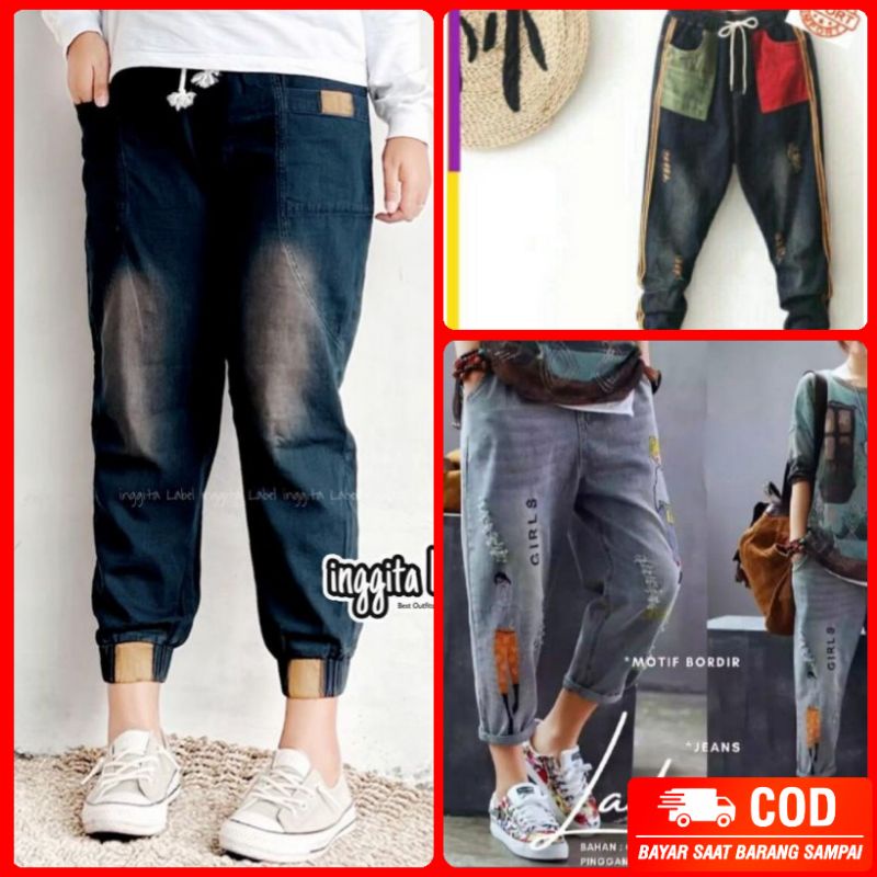 Celana Panjang Baggy Jeans Wanita Jogger Pants Korean Style