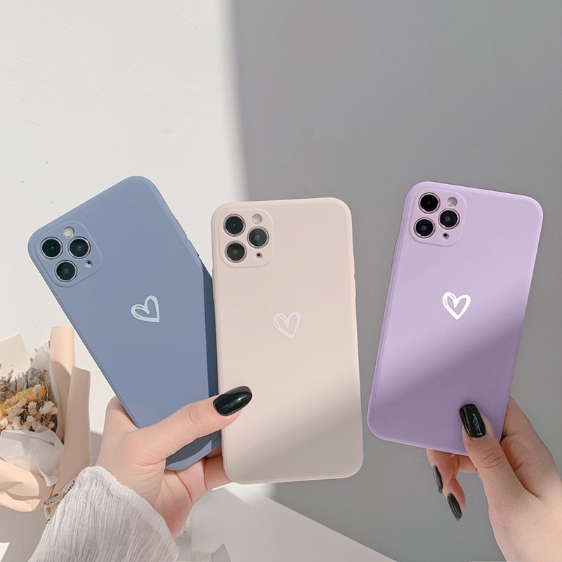 Love Heart Soft Case For iPhone 7 8 6 6s Plus 11 12 Pro Max X XR XS Max SE 2020 Straight Cube Soft Tpu Case