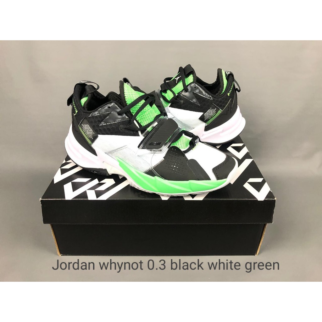  SEPATU  BASKET JORDAN  WHY  NOT  ZERO  3  0  3  BLACK WHITE GREEN 