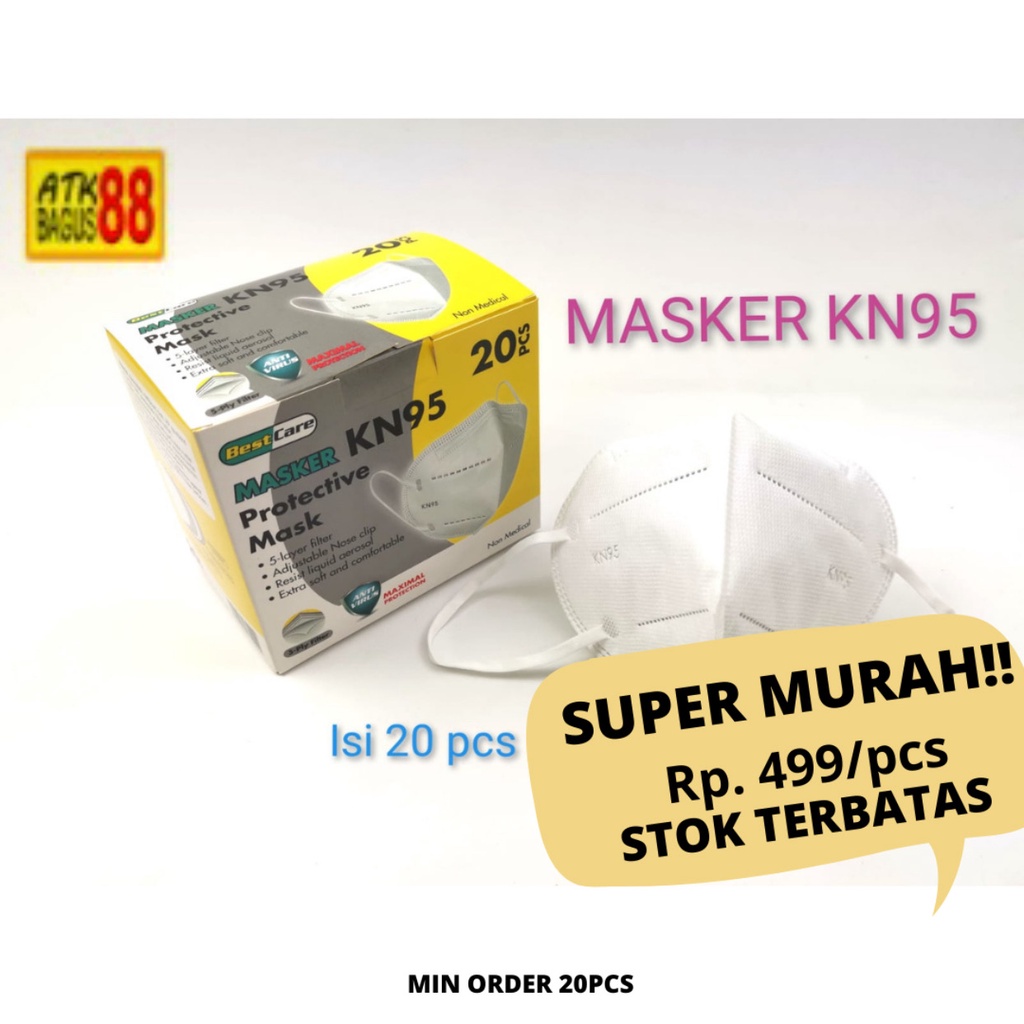 MASKER KN95 - MASKER KESEHATAN 5 PLY 1BOX ISI 20 harga /1pcs termurah