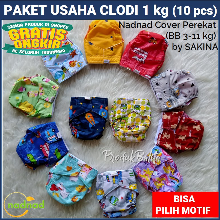 Paket Usaha Popok Clodi Nadnad Sakina Cover Perekat Dan Celana Isi 10 pcs