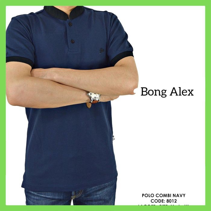 BAJU POLO KERAH KOKO POLOS POLOSAN BIRU DONGKER / NAVY COWOK PRIA - seperti di foto- M