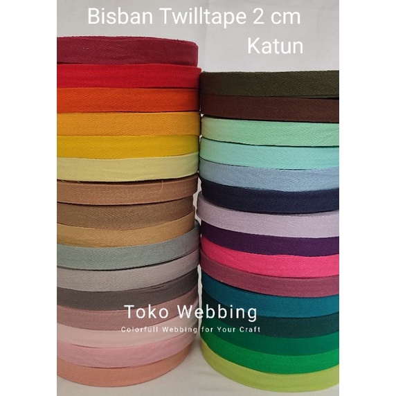 Colorful Bisban 2 cm Twill Tape Katun herringbone pattern (1 rol / 45m )