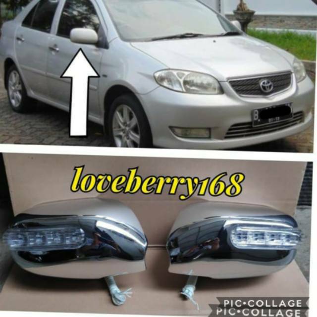 sepasang cover spion CHROME plus lampu untuk vios limo ex taxi 2003-2005 mirror cover vios gen 1