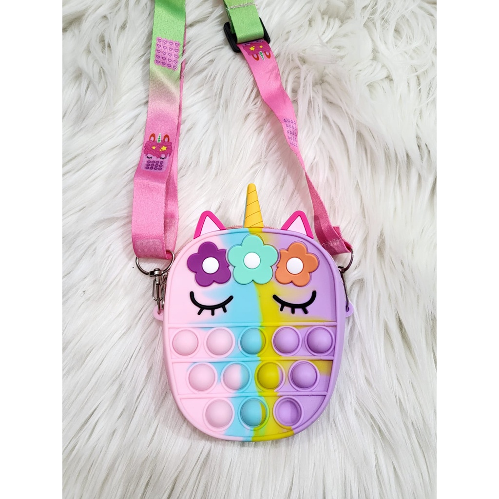 MB Gratis Ongkir (COD) EL4545 Tas Anak POP IT Motif Karakter UNICORN RAINBOW MOTIF BUNGA 4545