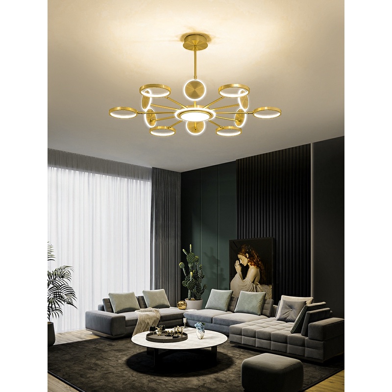 Lampu gantung ruang tamu kombinasi paket pencahayaan seluruh rumah modern sederhana emas Nordic light mewah pencahayaan restoran langit-langit baru LYLY OFFICIAL